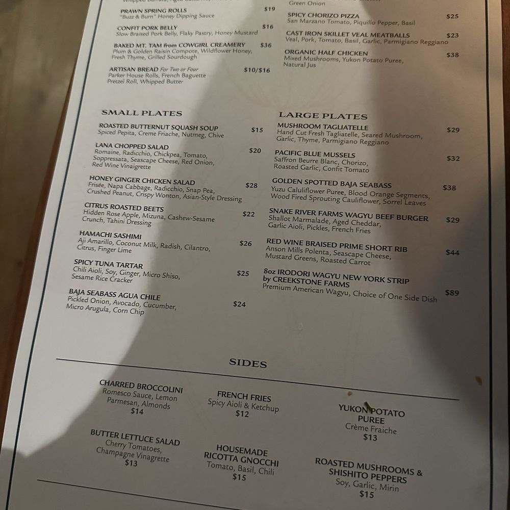 Lana - Menu - American Near Me - Solana Beach, California