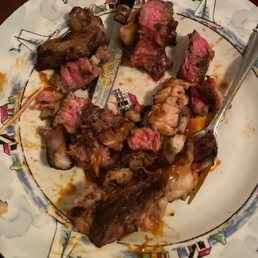The medium well ribeye I was given for takeout on February 13. This is the worst steak I have ever had. No meat only fat and medium rare. The medium well ribeye I was given for takeout on February 13. This is the worst steak I have ever had. No meat only fat and medium rare.