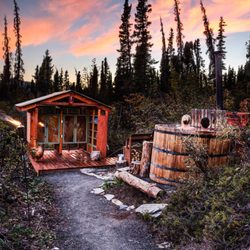Alpenglow Luxury Camping - Wood Fired Hot Tub after a long day of adventure. Photo by David Crane