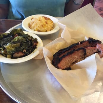 City Barbeque - The beef brisket with sides of corn pudding and collards greens. - Barbeque Near Me - Cary, North Carolina