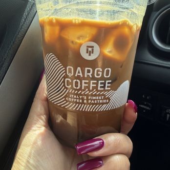 Qargo Coffee - Three shots over Ice with almond milk - Coffee & Tea Near Me - San Antonio, Texas Qargo Coffee - Three shots over Ice with almond milk - Coffee & Tea Near Me - San Antonio, Texas
