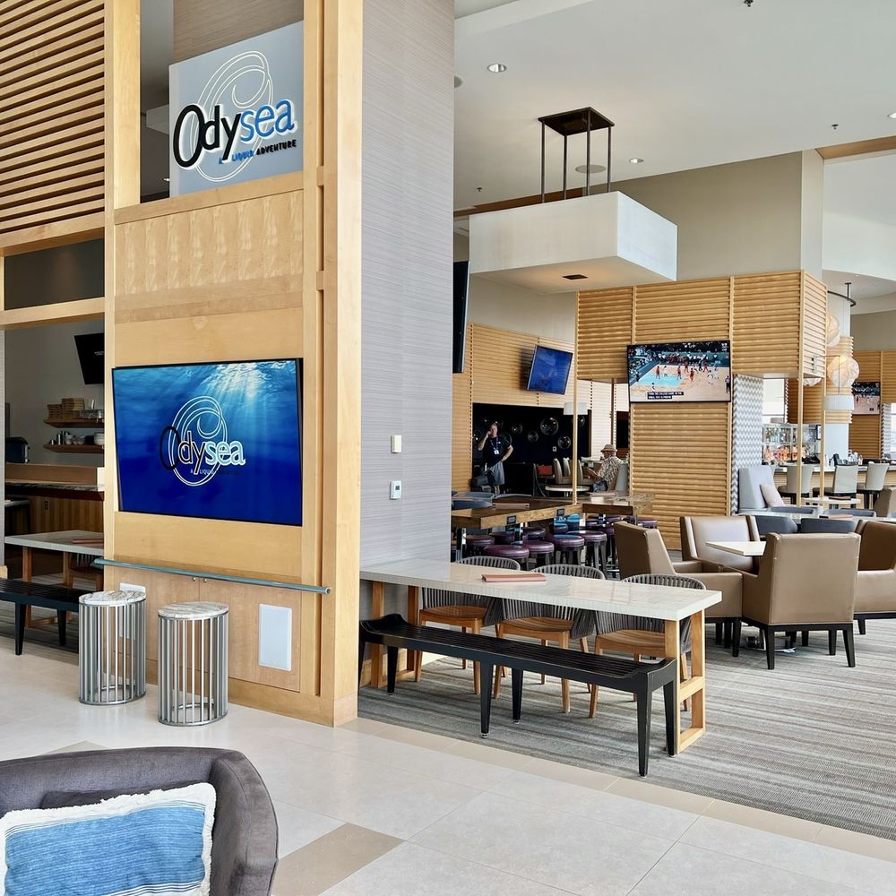 Odysea lounge. They serve food bites and cocktails. Odysea lounge. They serve food bites and cocktails.