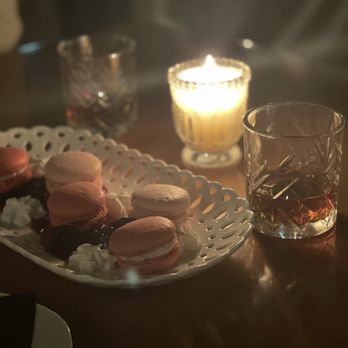 Parlor Public House - Hazelnut chocolate whiskey cocktail (can't remember the name) and Gallery Pastry macaroons - Coffee & Tea Near Me - Indianapolis, Indiana