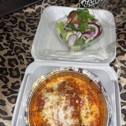 Pasta Bar - Beef lasagna and a small salad