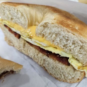 La Donut - Bacon egg and cheese on plain bagel - Donuts Near Me - Anaheim, California