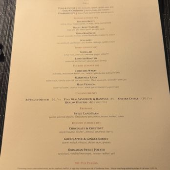 Mugen - Menu - New American Near Me - Honolulu, Hawaii