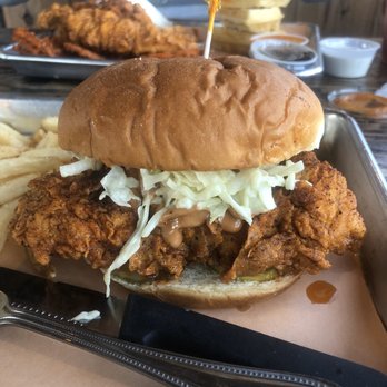 The Cookshack - Chicken sandwich with coleslaw - Chicken Shop Near Me - Fort Worth, Texas