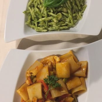 Nerino Dieci - Trofie with pesto and mezzi paccheri - Mediterranean Near Me - Milan, Michigan Nerino Dieci - Trofie with pesto and mezzi paccheri - Mediterranean Near Me - Milan, Michigan