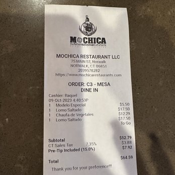 Mochica Restaurant - Pay attention to your check here now - Peruvian Near Me - Norwalk, Connecticut Mochica Restaurant - Pay attention to your check here now - Peruvian Near Me - Norwalk, Connecticut
