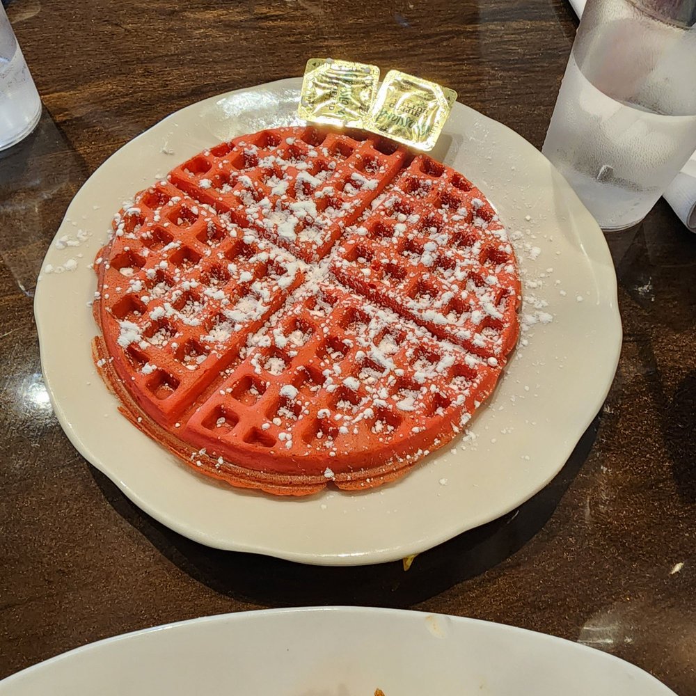 PoppinCorks Bistro - Red velvet waffle - Desserts Near Me - Flossmoor, Illinois PoppinCorks Bistro - Red velvet waffle - Desserts Near Me - Flossmoor, Illinois