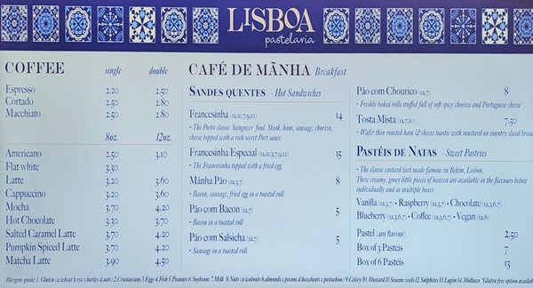 Menu photo 2 Lisboa Pastelaria Dublin 2, D
