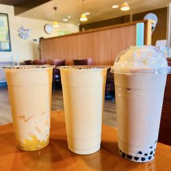 Lollicup - 1 large mocha cappuccino snow with with & regular boba, 2 large mango snow and 1 with mango jelly. Always hits the spot