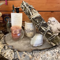 Sublime Journey West Coast - Reiki Charges Candle, Yerba Santa smudge and White Opal on Granite alter centerpiece