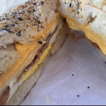 Schmagel's Bagels - Breakfast sandwich with bacon and cheddar garlic cream cheese - Bagels Near Me - Saint Augustine, Florida Schmagel's Bagels - Breakfast sandwich with bacon and cheddar garlic cream cheese - Bagels Near Me - Saint Augustine, Florida