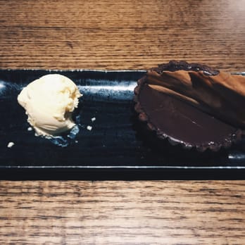 Mimasu - Chocolate ganache and yuzu tart with salted caramel ice cream. - Japanese Near Me - Adelaide, SA