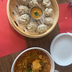 Sagun Asian Restaurant - Chicken momo (dumplings) and thukpa noodles