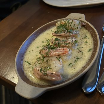 Alpina Restaurant - Prawns in Butter Garlic sauce - Modern European Near Me - Malahat, British Columbia