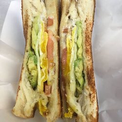 Brainfood - Original Hawt Garlic grilled cheese + avo + tom + egg