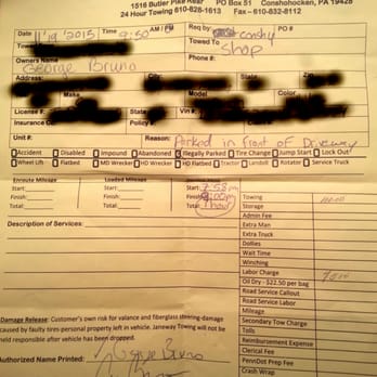 Janeway - I was told less than an hour before it was $140. At the window, I was intimidated to give another 35. Develop your own conclusion. - Towing Near Me - Conshohocken, Pennsylvania Janeway - I was told less than an hour before it was $140. At the window, I was intimidated to give another 35. Develop your own conclusion. - Towing Near Me - Conshohocken, Pennsylvania