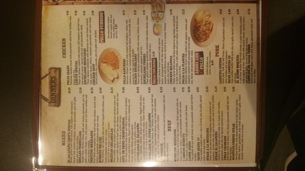 Menu photo 2 El Jalapeno Mexican Restaurant Indianapolis, IN