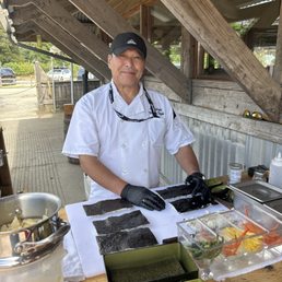 Sushi Chef Wyatt hard at work preparing his award winning sushi! My favorite is his tuna roll, so fresh I asked if he caught it today. Sushi Chef Wyatt hard at work preparing his award winning sushi! My favorite is his tuna roll, so fresh I asked if he caught it today.