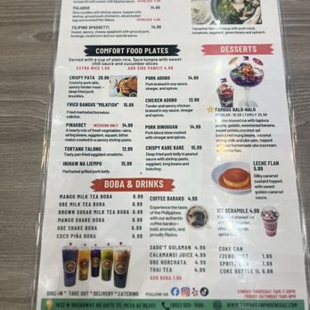 Tambayan Filipino Eatery - The second page of the menu. - Filipino Near Me - Mesa, Arizona