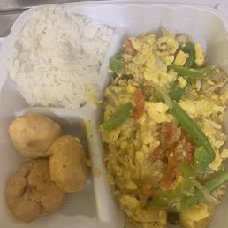 Ackee & Saltfish, dumplings & white rice