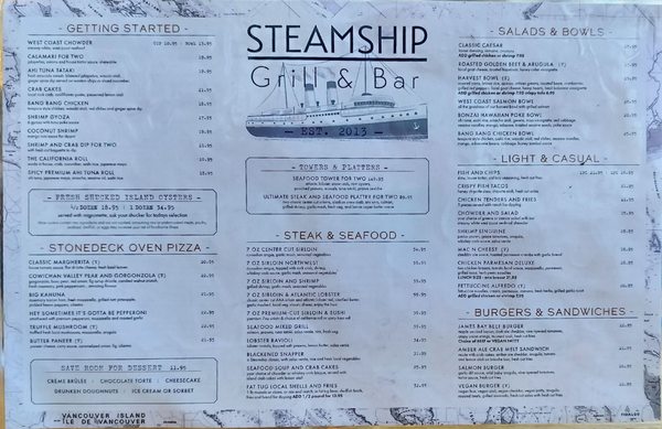 Menu photo 4 Steamship Grill & Taphouse Victoria, BC Menu photo 4 Steamship Grill & Taphouse Victoria, BC