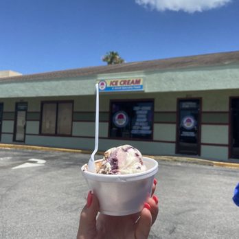 Amish Creamery - Blueberry cheesecake ice cream (single size but you actually get two scoops) - Ice Cream & Frozen Yogurt Near Me - Madeira Beach, Florida