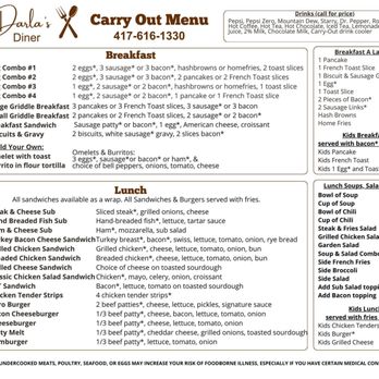 Darla’s Diner - CARRYOUT menu - Breakfast & Brunch Near Me - Willard, Missouri Darla’s Diner - CARRYOUT menu - Breakfast & Brunch Near Me - Willard, Missouri