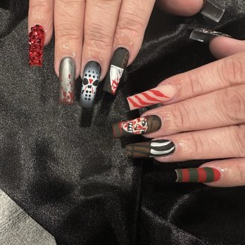 5:5 Nail Bar - Last but certainly not least, my set that will last me through Halloween 2024, Freddy vs Jason. - Nail Salons Near Me - Tucson, Arizona