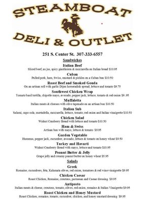 Menu photo 1 Steamboat Deli & Outlet Casper, WY