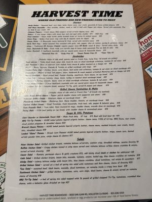Menu photo 6 Harvest Time Roadhouse Hollister, CA Menu photo 6 Harvest Time Roadhouse Hollister, CA