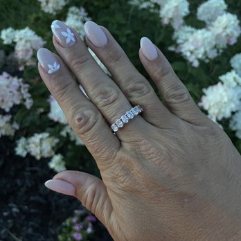 The Nail Boutique - neutral nails with a hint of floral - Nail Salons Near Me - Overland Park, Kansas