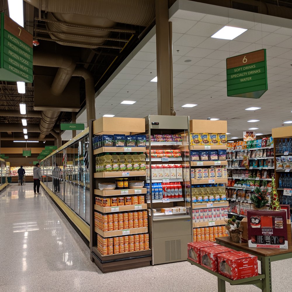 Inside. Aisles 6 and 7. View from self-checkout area.