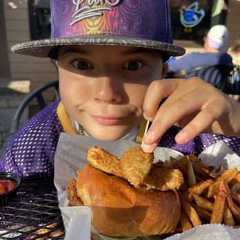 The Whiskey Coop - Enjoying a Pickle Rick Sandwich! - Chicken Shop Near Me - Sackets Harbor, New York