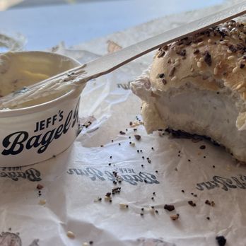 Jeff's Bagel Run - Everything bagel with onion chives cc - Coffee & Tea Near Me - Colorado Springs, Colorado Jeff's Bagel Run - Everything bagel with onion chives cc - Coffee & Tea Near Me - Colorado Springs, Colorado