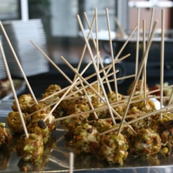 Chop! - A grape dipped in goat cheese and rolled in pistachios. Delish!!!