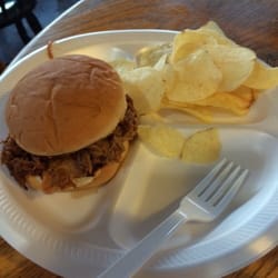 Big-N-Small's BBQ - Kids pork brisket sandwich with chips