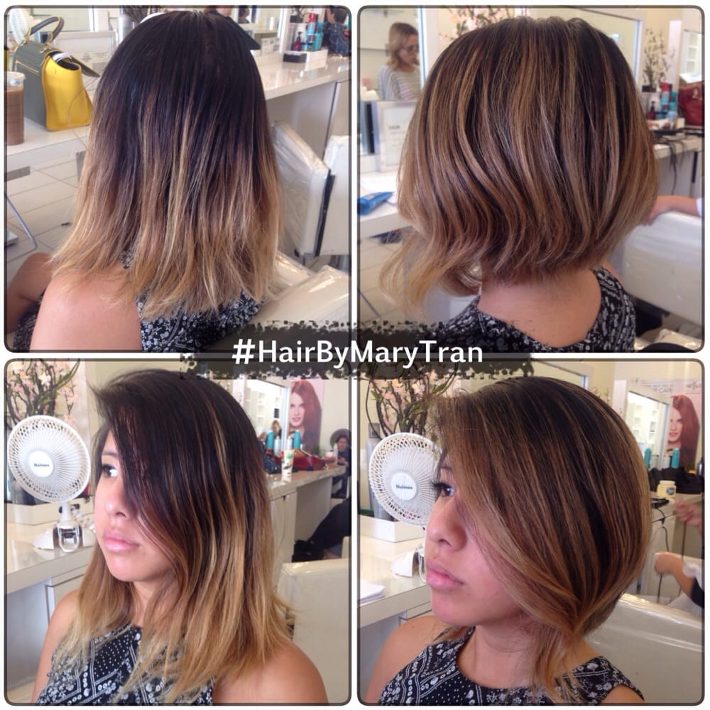 Graduated Bob A Line Haircut With Touched Up Balayage Ombre