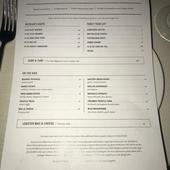 Prime29 Steakhouse - Covid Menu 11/19/20 (back) - New American Near Me - West Bloomfield, Michigan