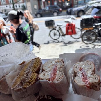 Tompkins Square Bagels - everything bagel with lox, French toast bagel with espresso cream cheese - Bagels Near Me - New York, New York Tompkins Square Bagels - everything bagel with lox, French toast bagel with espresso cream cheese - Bagels Near Me - New York, New York