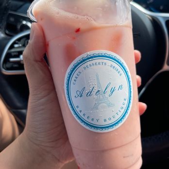 Adelyn Bakery Boutique - 17. Strawberry Milk Tea with Rainbow Jelly - Bubble Tea Near Me - Round Rock, Texas Adelyn Bakery Boutique - 17. Strawberry Milk Tea with Rainbow Jelly - Bubble Tea Near Me - Round Rock, Texas