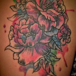 2Vivid - Peony watercolor tattoo, 2016