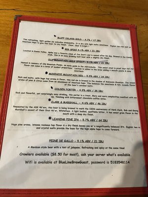 Menu photo 1 Blue Line Brewery Saranac Lake, NY