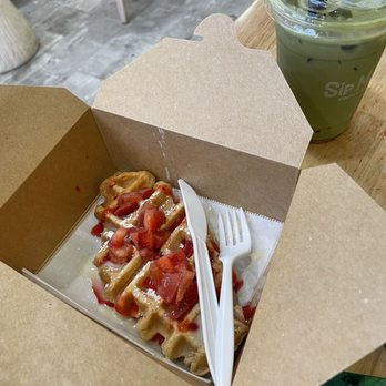Sip Munch Cafe - Strawberry Waffle treat - Coffee & Tea Near Me - Austin, Texas Sip Munch Cafe - Strawberry Waffle treat - Coffee & Tea Near Me - Austin, Texas