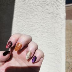 Dip nails - Haoween nails with cat-eye effect