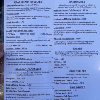 Tony's Crab Shack - Menu - Seafood Near Me - Bandon, Oregon