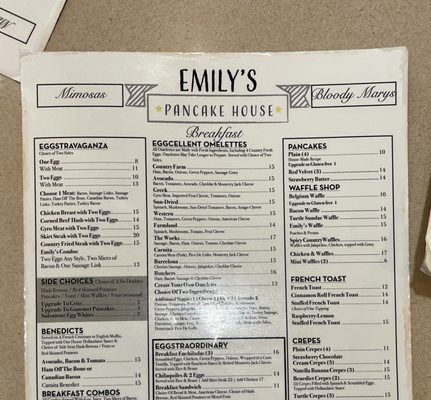 Menu photo 8 Emily's Pancake House Beach Park, IL