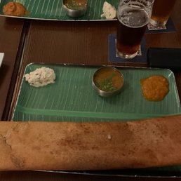 Butter Chicken Dosa and three dipping sauces Butter Chicken Dosa and three dipping sauces